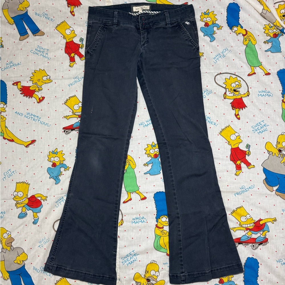 Vintage Y2K Abercrombie and Fitch Low Rise Navy Flare Pants Size 2 2000s